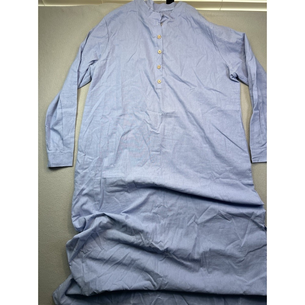 Women's 3XL Kaftan Shirt Dress Long Sleeve Lightweight Pockets Brown Button Blue